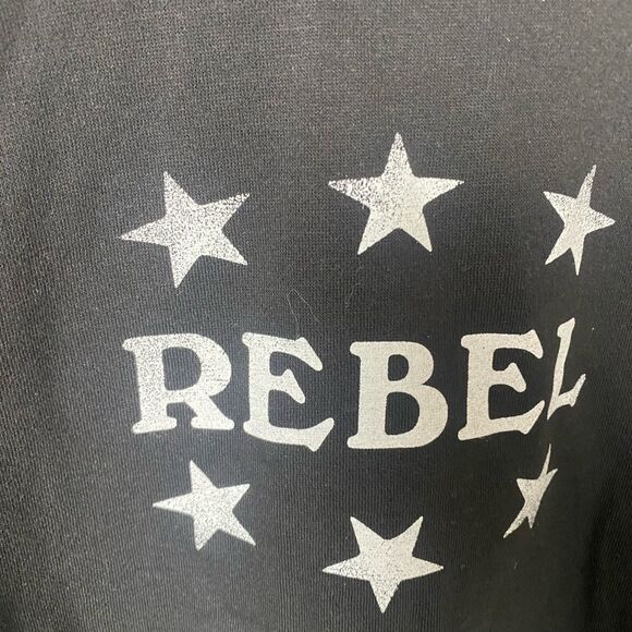 Rebecca Minkoff Rebel Print Pullover Black Sweatshirt sz L - Picture 3 of 4